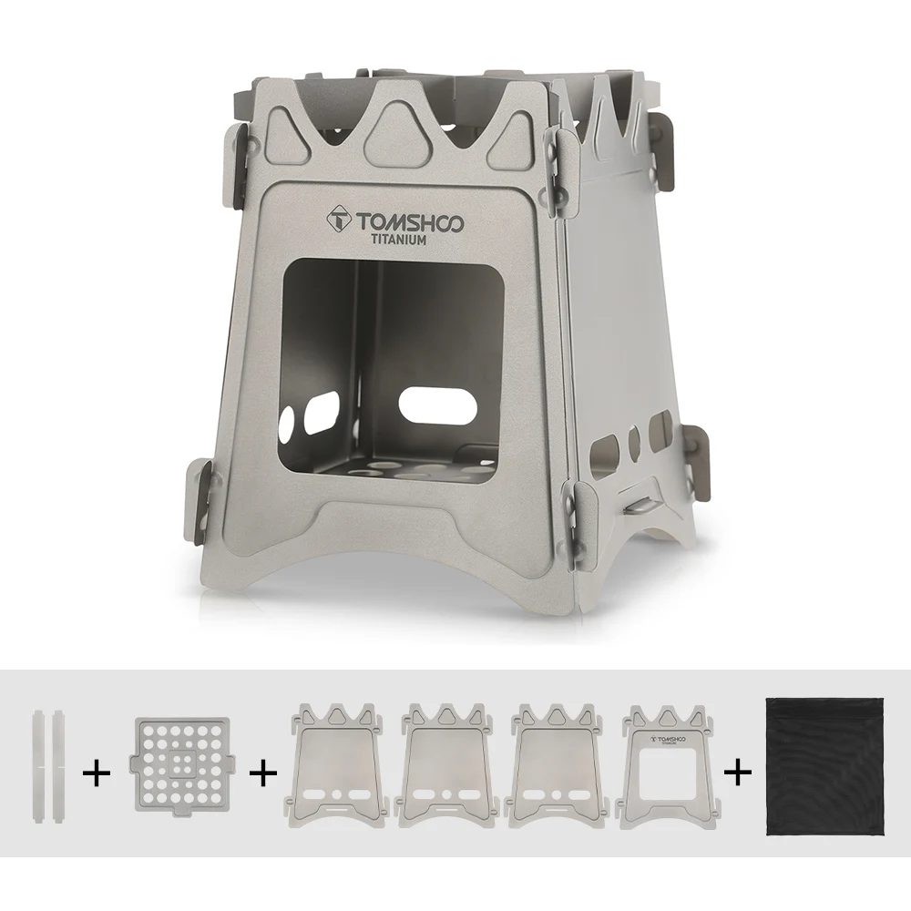 TOMSHOO титановая дровяная плита, портативная походная плита, складная дровяная плита, горящая дровами для выживания, пикника