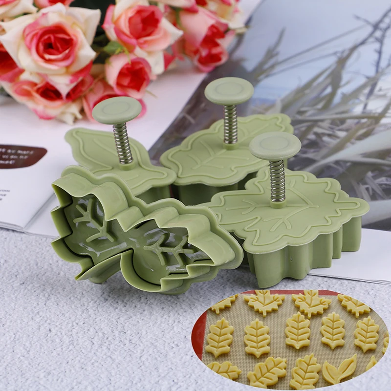 

New Arrival Plastic Baking Mold with 4 Pcs Leaves Design, Pastry for Kitchen Biscuits, Fondant Cake Decorating Tools Cake Mold