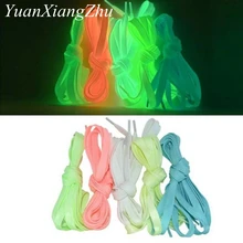 Cadarços luminosos esporte atlético sapatos de lona plana cadarços brilham no escuro noite cor fluorescente cadarço 80/100/120/140cm YG-1