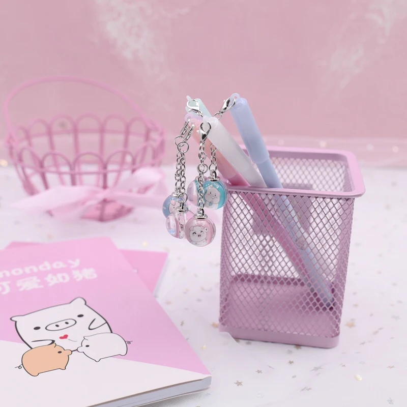1X 0 5 мм черные чернила Kawaii Pig подвеска в виде бутылочки желаний гелевая ручка