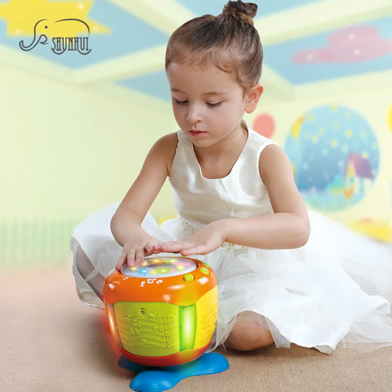 

SHUNHUI Baby Electronic Jazz Hand Drum Toys Musical Instruments Light Beating Drum Music Songs Learning Educational Toy for Kids