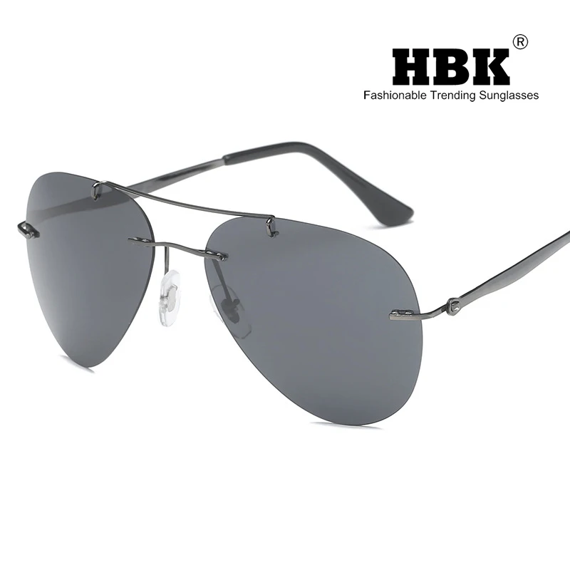 HBK, поляризационные солнцезащитные очки без оправы, ультралегкие, без оправы, для вождения, для пилота, солнцезащитные очки, Oculos De Sol, UV400, подарок, PM0077 - Цвет линз: C1 Gun.Black