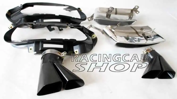 W12 STYLE Rear Diffuser Exhaust Tips Muffler End For Audi A8 Standard Bumper 08-13