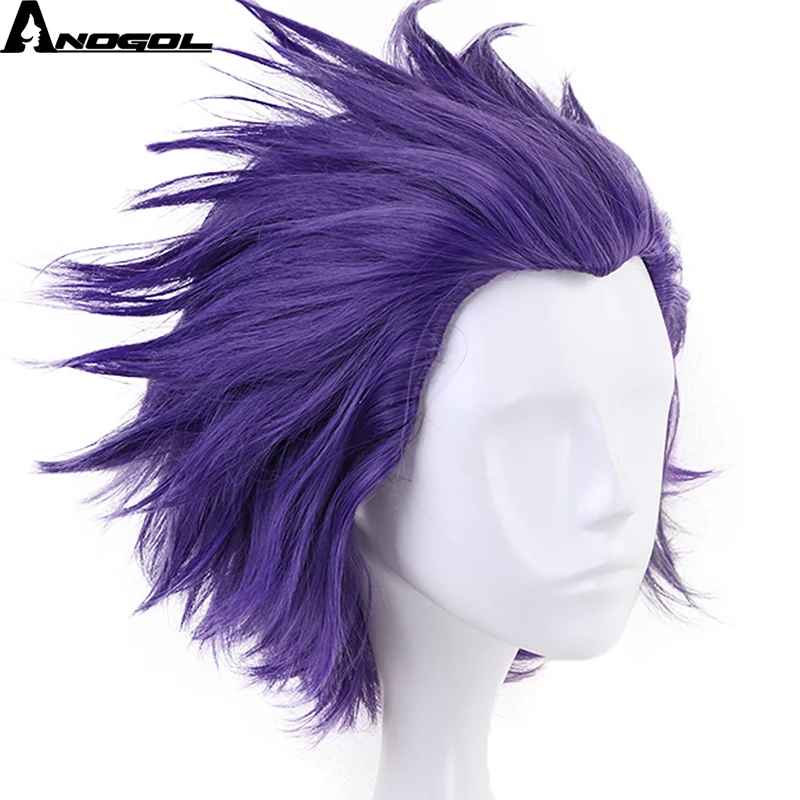 Anogol аниме мой герой Бакинский no Hero Academy Shinsou Hitoshi короткий прямой фиолетовый Синтетический Косплей парик для Хэллоуина Ролевые игры