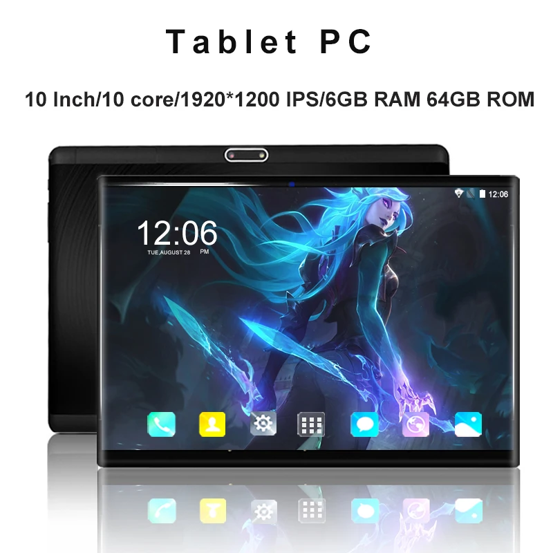 4G LTE 10 inch tablet pc Android 8.0 10 core 6GB+64GB 1920*1200 IPS Tempered screen Dual SIM card Phone WIFI Smart MID Tablets