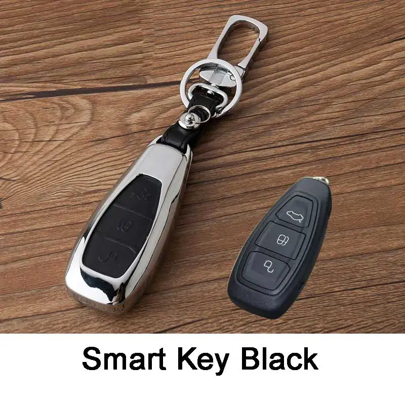 Кожа стайлинга автомобилей ключ крышка чехол для Ford Focus 2 3 Mondeo ST Kuga Fiesta Ecosport Ranger побег ключ чехол для ключа Ford - Название цвета: smart key black