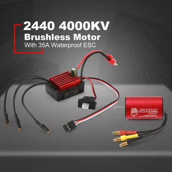 

SURPASSHOBBY KK 2440 4000KV Brushless Motor with 35A Waterproof Speed Controler ESC for 2S 1:16 1:18 RC Racing Car Model