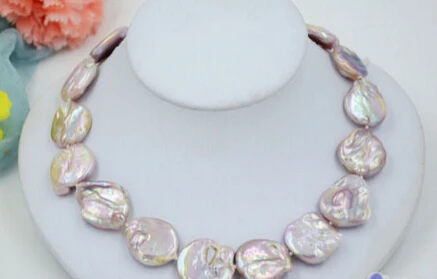 

Jewelr 004296 lavender BAROQUE coin KESHI REBORN PEARL NECKLACE