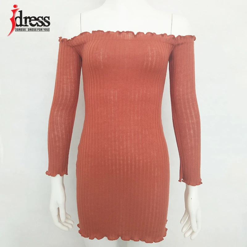 IDress Women Clothing Fashion 2017 Sexy Dress Club Wear Slash Neck Bodycon Dress Online Shopping Club Factory Party Knit Dresses (31)