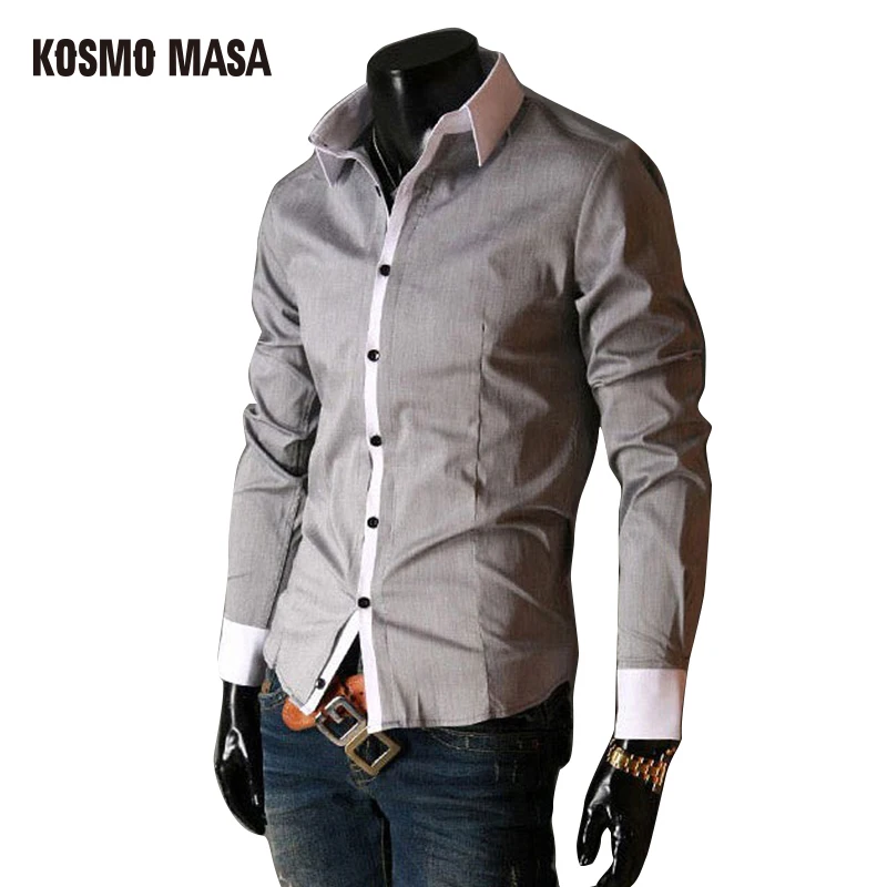 KOSMO MASA 2017 Hot New Arrival Men Turn-Down Collar Jersey Men's Casual Plaid Shirt Long Sleeve Floral Print Shirts MB0006