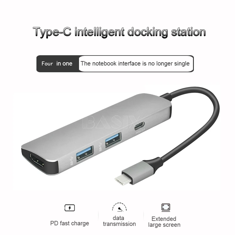 Basix USB C концентратор USB-C-HDMI 4K концентратор USB 3,0 адаптер PD/порт зарядки Micro USB для MacBook Pro samsung Galaxy S8 type C концентратор