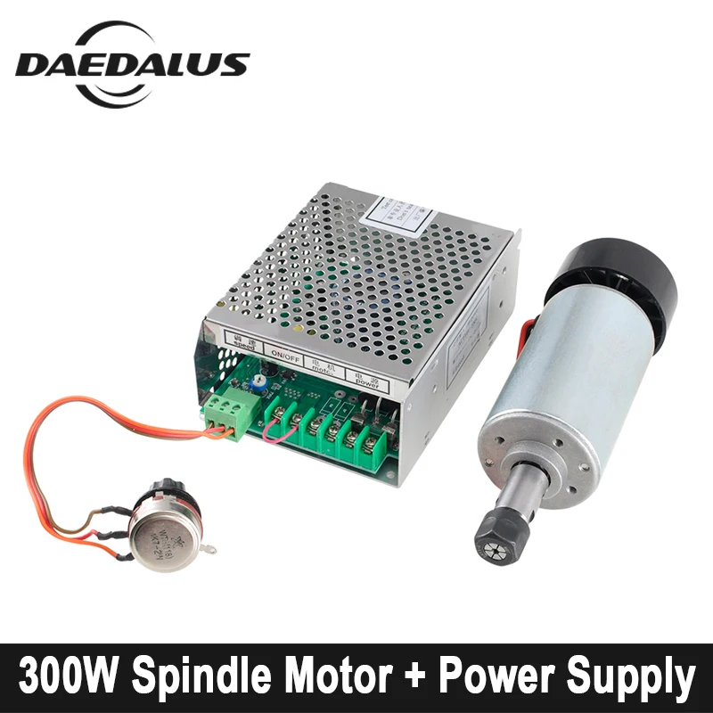

CNC 300W Air Cooled Spindle ER11 Spindle Motor DC Router Kit +Adjustable 110V/220V Power Supply For Engraving Milling Machine
