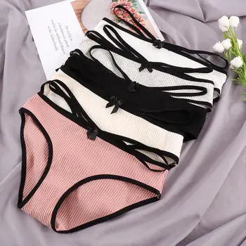 

Sexy Ladies Panties Cotton Thin Belt Striped Briefs Sexy Low Waist Close-fitting Cotton Tide Comfortable Seamless Underpants