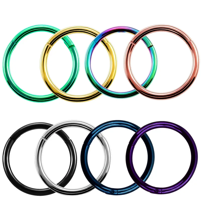 

1PC Hinged Segment Nose Ring 6/8/10mm Nipple Clicker Ear Cartilage Tragus Helix Lip Piercing Unisex Fashion Jewelry Body bijoux