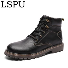 Высококачественные ботинки martin из натуральной кожи повседневные теплые плюшевые зимние ботинки на шнуровке Модные мужские зимние ботинки размер 38-44