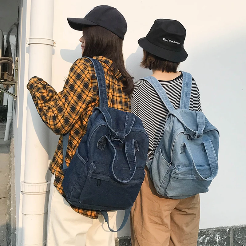 

2019 New Denim Canvas Women Backpack Vintage School Bags For Teenagers Girls Retro Backpack Female Rucksack Mochilas Feminina