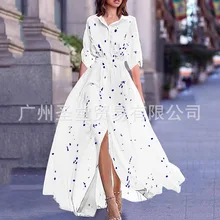 Повседневные богемные макси платья для женщин, летние пляжные платья в горошек со средним рукавом Vestidos