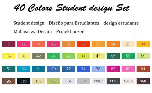 TouchFIVE 30/40/60/80/168 Цвет маркер для рисования набор двойной головой художественный эскиз жирной на спиртовой основе маркеры для анимации ручка - Цвет: 40 student