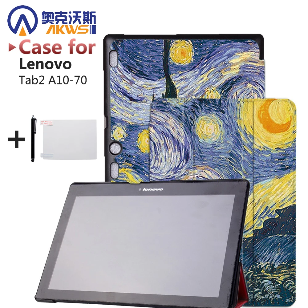 Чехол Fouda для lenovo tab 2 A10-70 10,", чехол для планшета из искусственной кожи, чехол для lenovo tab2 A10 70+ защита экрана+ ручка