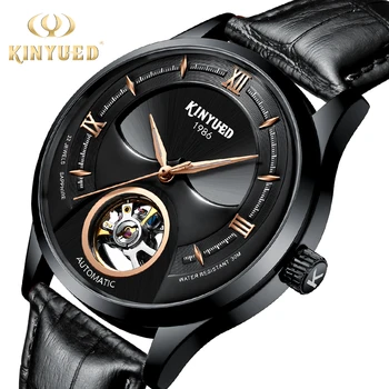 

KINYUED New Skull Automatic Men Wrist Watch 2019 Tourbillion Self Winding Mens Mechanic Watches Leather Sports Army reloj hombre