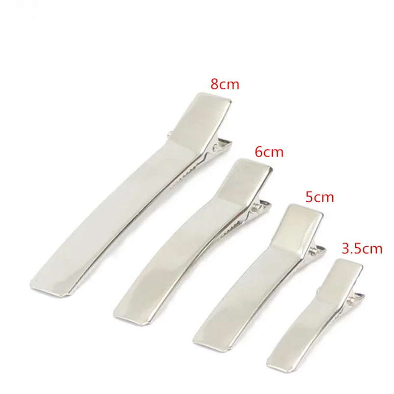 high quality 35 80mm 100pcs double prong silver flat metal alligator
