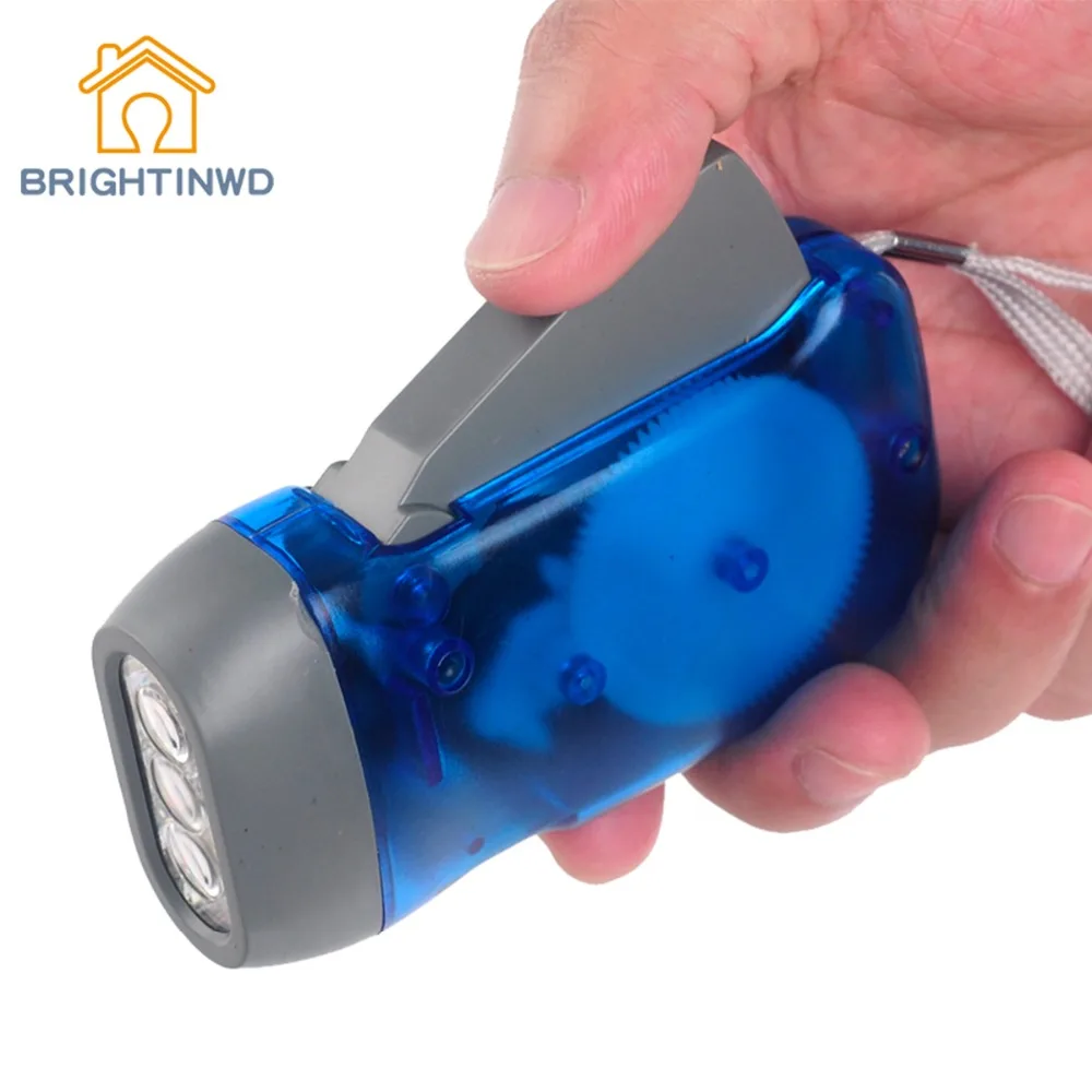 No Battery Portable 3 LED Hand press Emergency Camping Flashlight