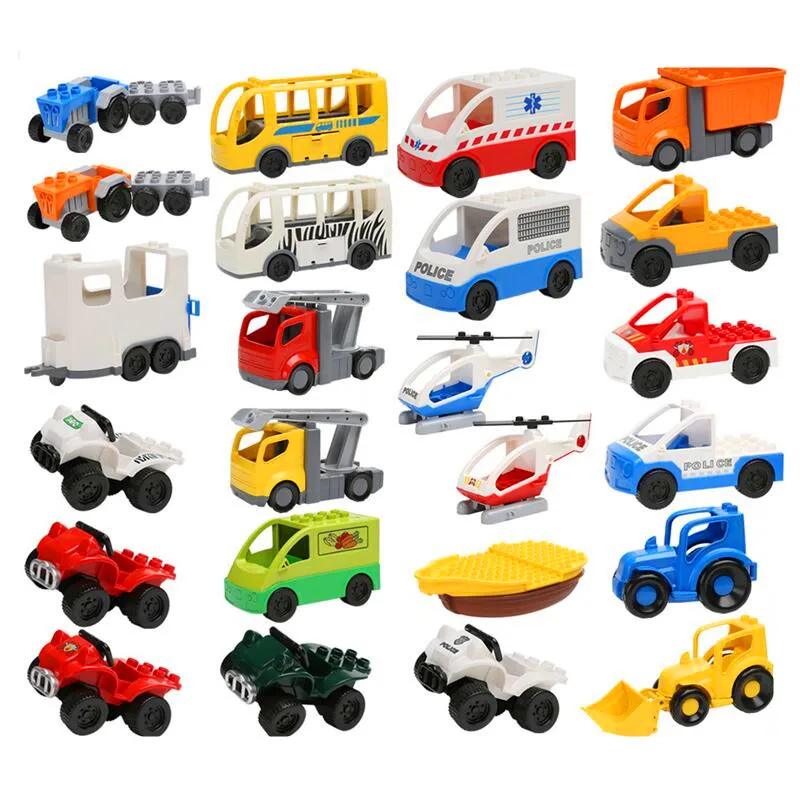 City Traffic Blocks font b Toys b font Ambulance Police Car Boat Raft Helicopter Truck Motorbike