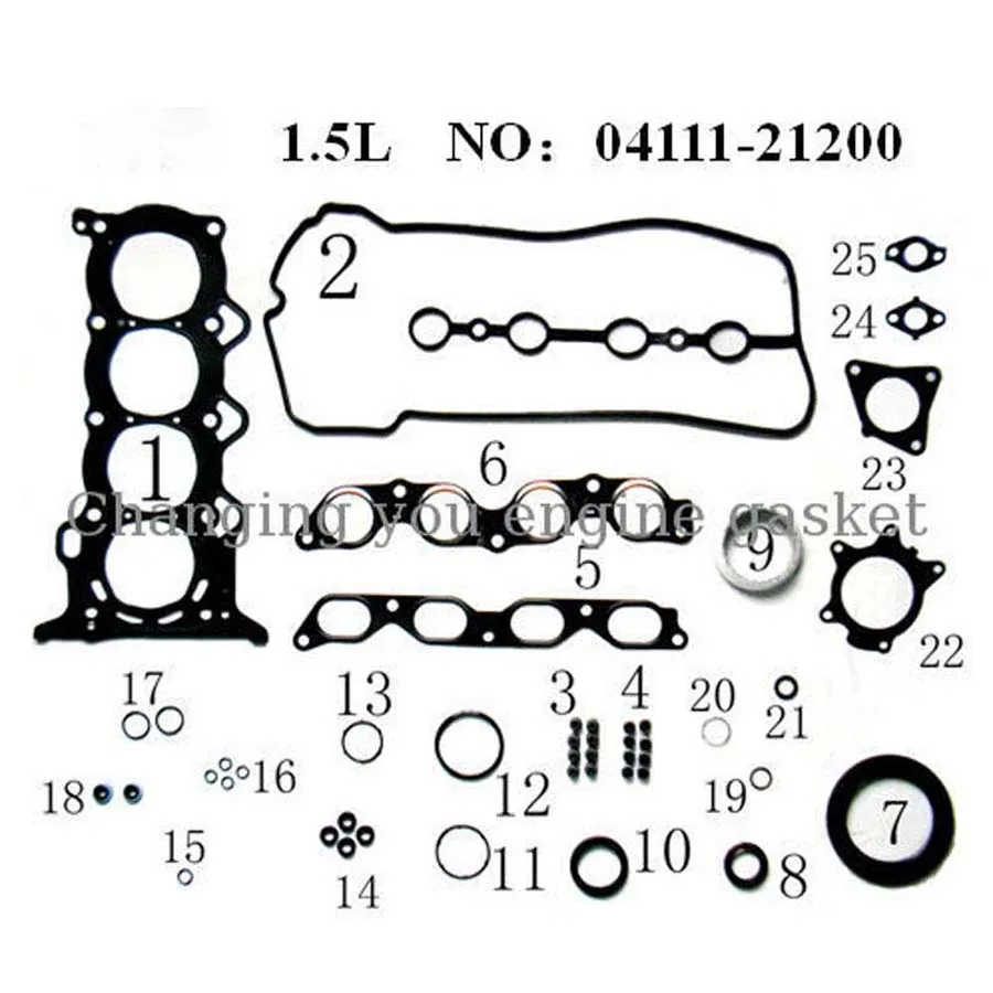 Для TOYOTA PRIUS салон(NHW11_) 1,5 1NZFXE 1NZ-FXE металлический полный комплект прокладок детали двигателя прокладка двигателя 04111-21090 50221300