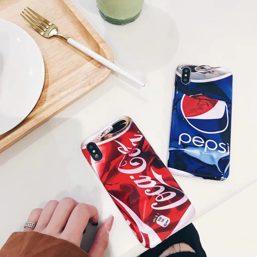 

For iPhoneXS MAX Designer Fashion Cola IMD Glossy Soft TPU Soft Back Cover Phone Case 6s 8PLUS 7plus Body Shell Protection