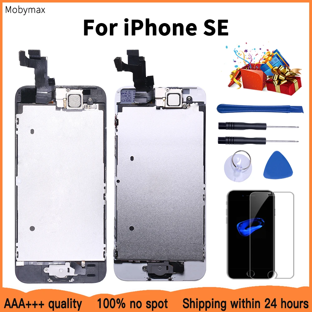 

AAA+++ LCD Full Assembly For iPhone SE LCD Module with Digitizer Replacement & Home Button & Front Camera+Protector Glass