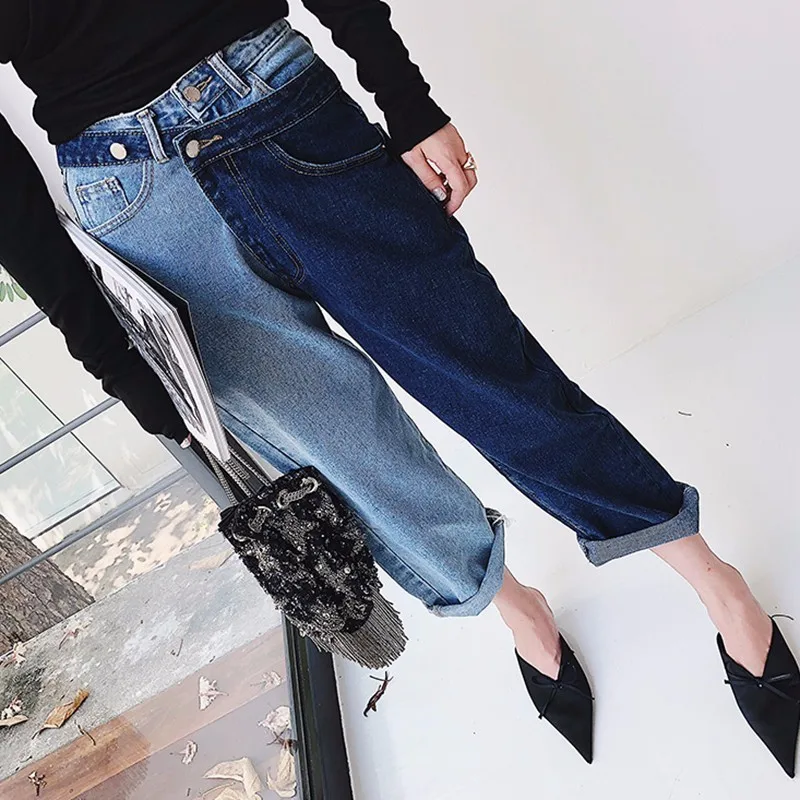 TWOTWINSTYLE, женские джинсы в стиле пэчворк с высокой талией, Необычные джинсовые длинные брюки для женщин, лето, модная одежда в стиле Харадзюку