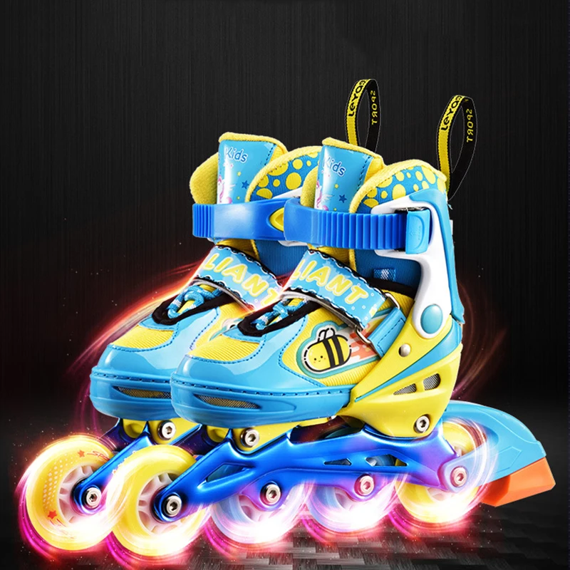 NEW Slalom Sliding Inline Roller Skates Shoes Adjustable Washable Flash Wheels Patines Beginner Kids Children 3-8 Years Old