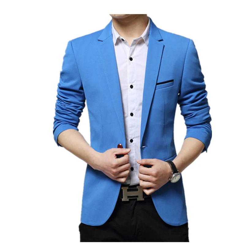 BOLUBAO мужские s& Блейзер Костюмы Куртка Пальто осенние мужские удобные Пиджаки Костюм Свадебные Мужские официальные костюмы - Цвет: Sky blue