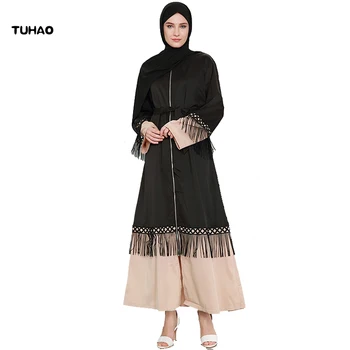 

TUHAO plus size 5XL 4XL dresses for woman Spring 2018 Women Muslim maxi Long Dress Fashion Tassel Lace Zippe female Dresses CM36