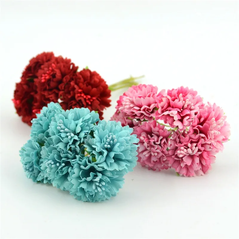 6pcs/lot Mini Artificial Silk Rose Flower Bouquet For Wedding Home Decoration DIY Handmade Crafts Accessories Fake Flowers