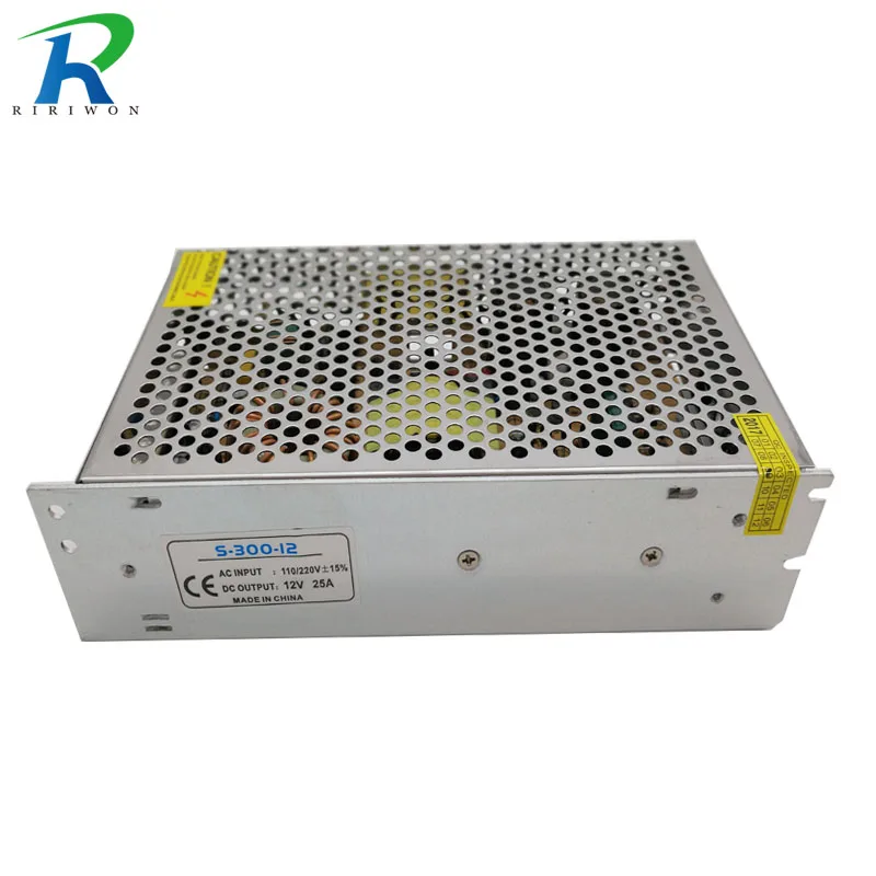 

RiRi won 25A 300W LED Power Supply Charger for Led Strip AC 220V DC 12V LED Lighting Transformer Power Adapter Metal driver