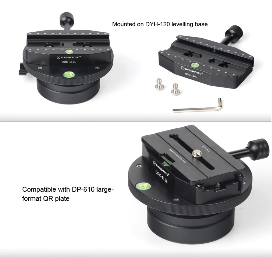 SUNWAYFOTO DDC-110L 110 мм винтовой зажим для крепления головки штатива Выравнивающий Базовый костюм для широкоформатных DLSR и телеобъективов