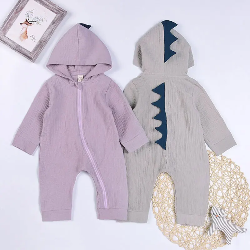 Мультяшный ромпер с динозавром для новорожденных; модная весенняя верхняя одежда для маленьких мальчиков; Комбинезон для маленьких девочек; одежда для малышей; комбинезон