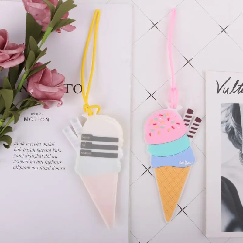 2019 Creative Silicone Ice Cream Luggage Tag Label Strap Suitcase Name ID Address Tags for Travel