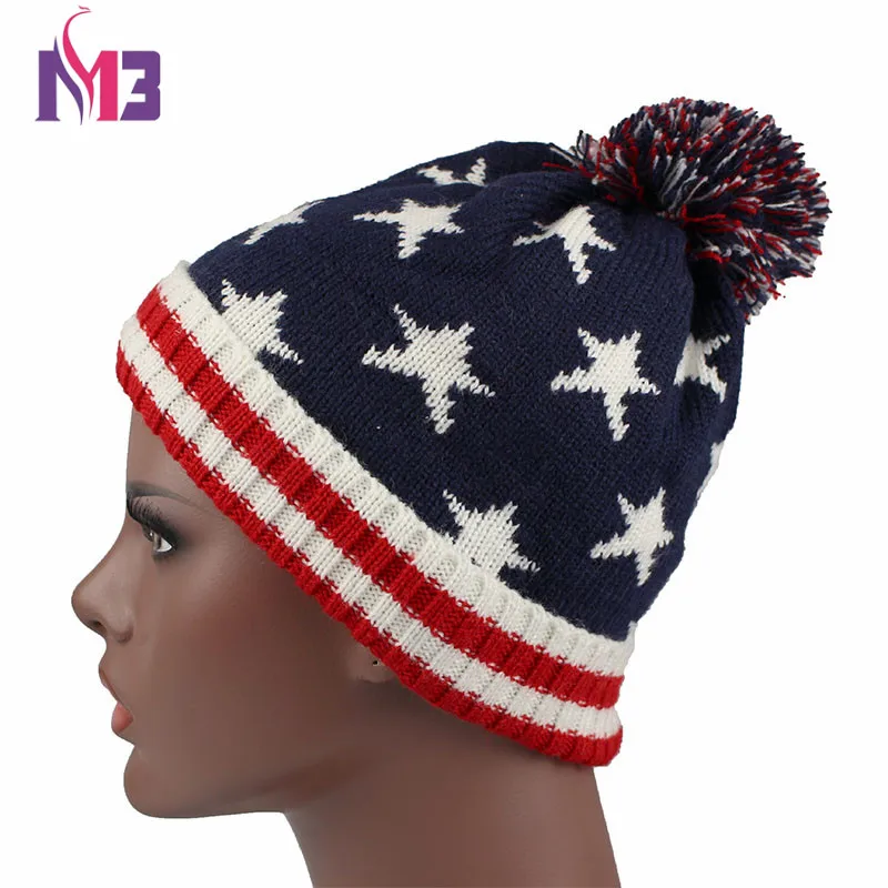 

2017 Winter Women Men Knitted Beanie Hat Unisex Skullies Beanies Knitting Bonnet Cap Double Layer Beanie