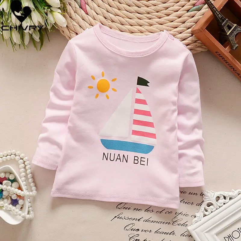 Autumn Kids Boys Girls T Shirt Cute Cartoon Print Long Sleeve Baby Cotton Tops T-shirts Children O-neck T-shirt Tops Clothing