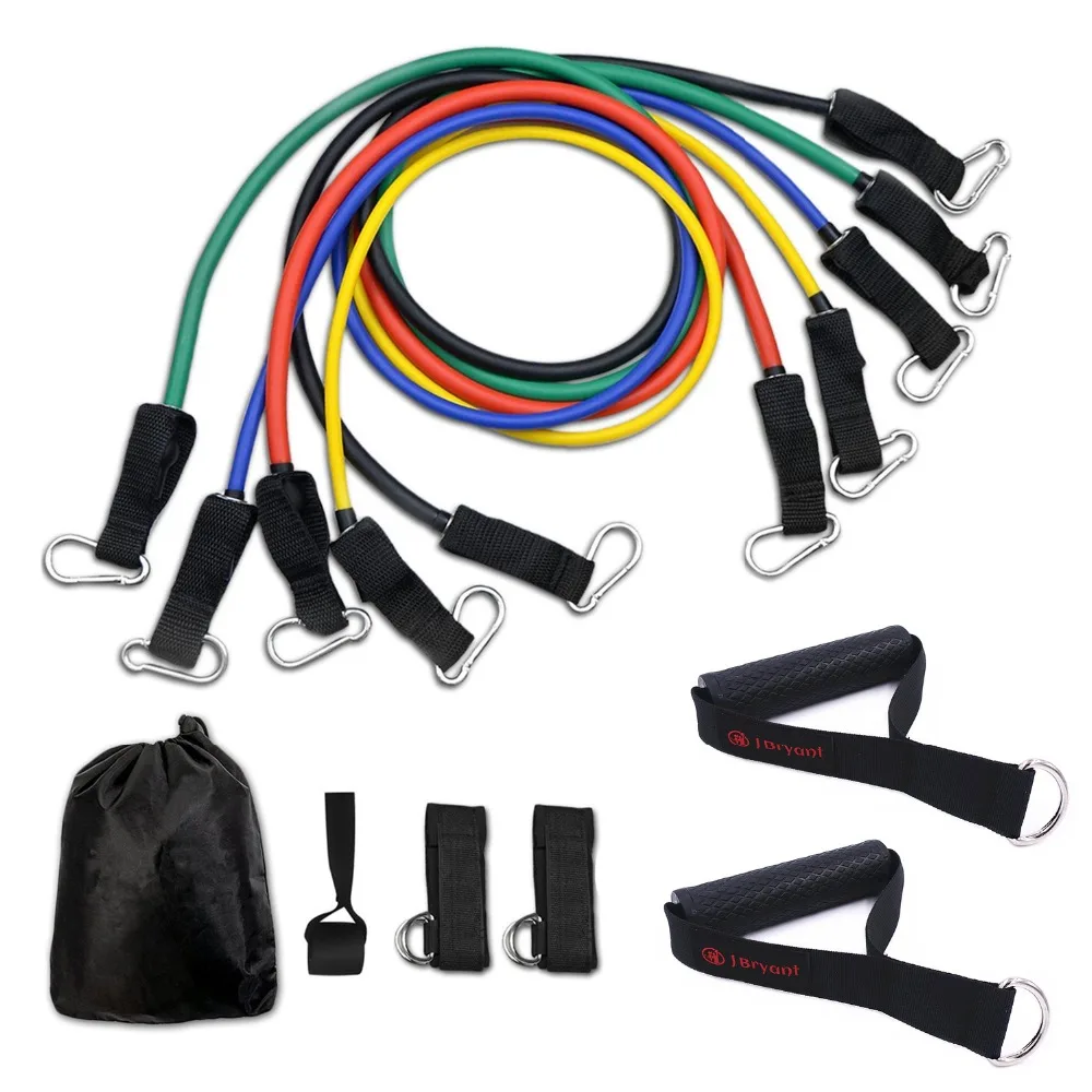 

11pcs Resistance Band Set with Door Anchor Handles Ankle Straps For Home Gym Workouts Training Exercise Tubes Fitness Equipment