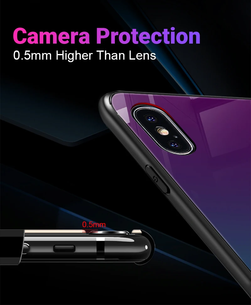 Hisomone Gradient Color Phone Case For iPhone 6 6S 7 8 Plus X Xs Max Xr Glass Silicone Back Case For iPhone 7 6 S Cover Conque