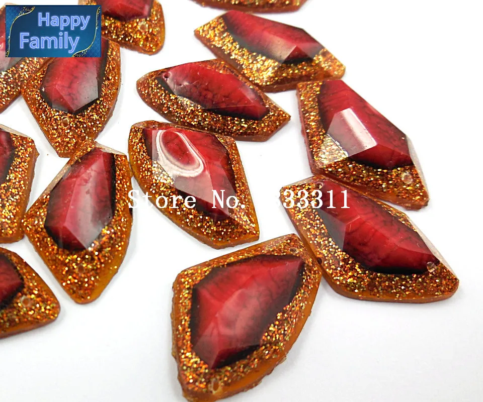 Red Sew On Ab Women Clothes Rhinestones Strass 16x26mm Crystals Stones