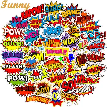 

50pcs Buzzword Matte Sticker Text Bomb Pow Graffiti Funny Stickers to DIY Laptop Skateboard Car Guitar Luggage Motorcycle
