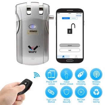 

WAFU WF-018U Wireless Remote Control Lock Security Invisible Keyless Intelligent Lock Smart Door Lock iOS Android APP Unlocking