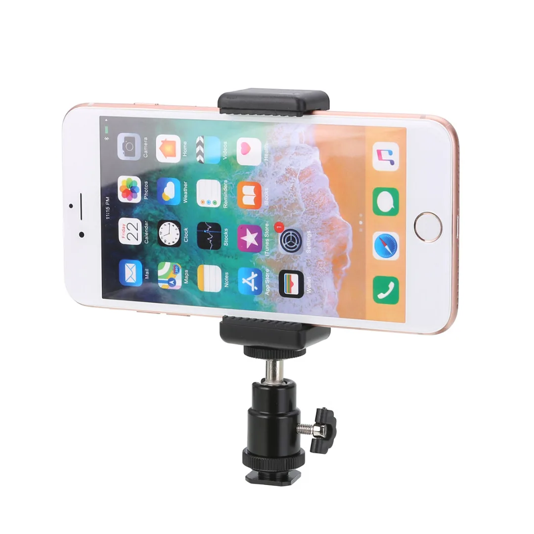 Mayitr Hot Shoe Adapter Ball Head With Lock + Phone Clip Bracket Holder Mount for DSLR Camera Cell Phone