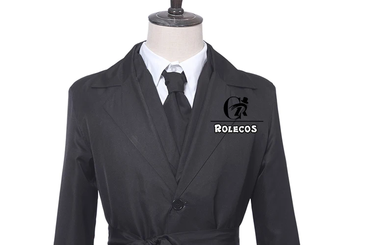 ROLECOS аниме Банго бродячие собаки Косплей Костюм дазай Осаму костюм черный Тренч полный костюмы для мужчин Косплей Костюм Полный наборы