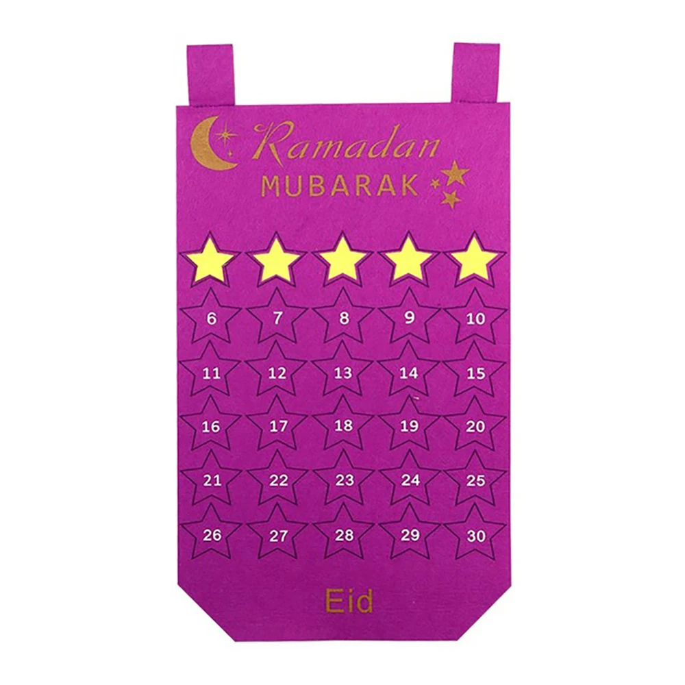 

Eid Mubarak Countdown Calendar Felt Wall Sticker Kareem Calendar Muslim Ramadan Festival Hanging Decoration