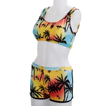 

Sexy Print Scoop Neck Two-Piece Tropical Bathing Suit For Women-S